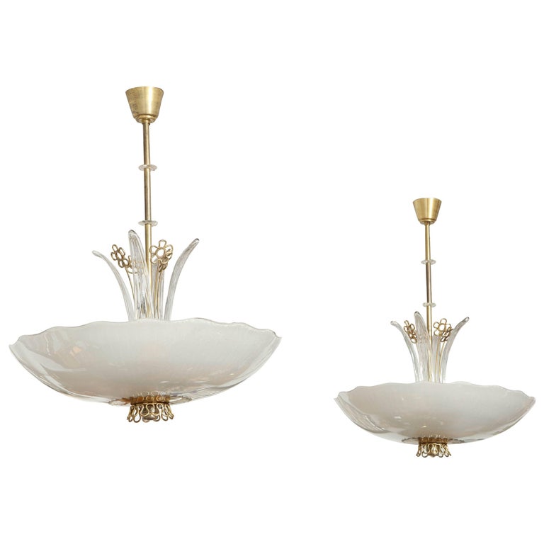 Pair of Swedish Orrefors Chandeliers, circa 1940s For Sale