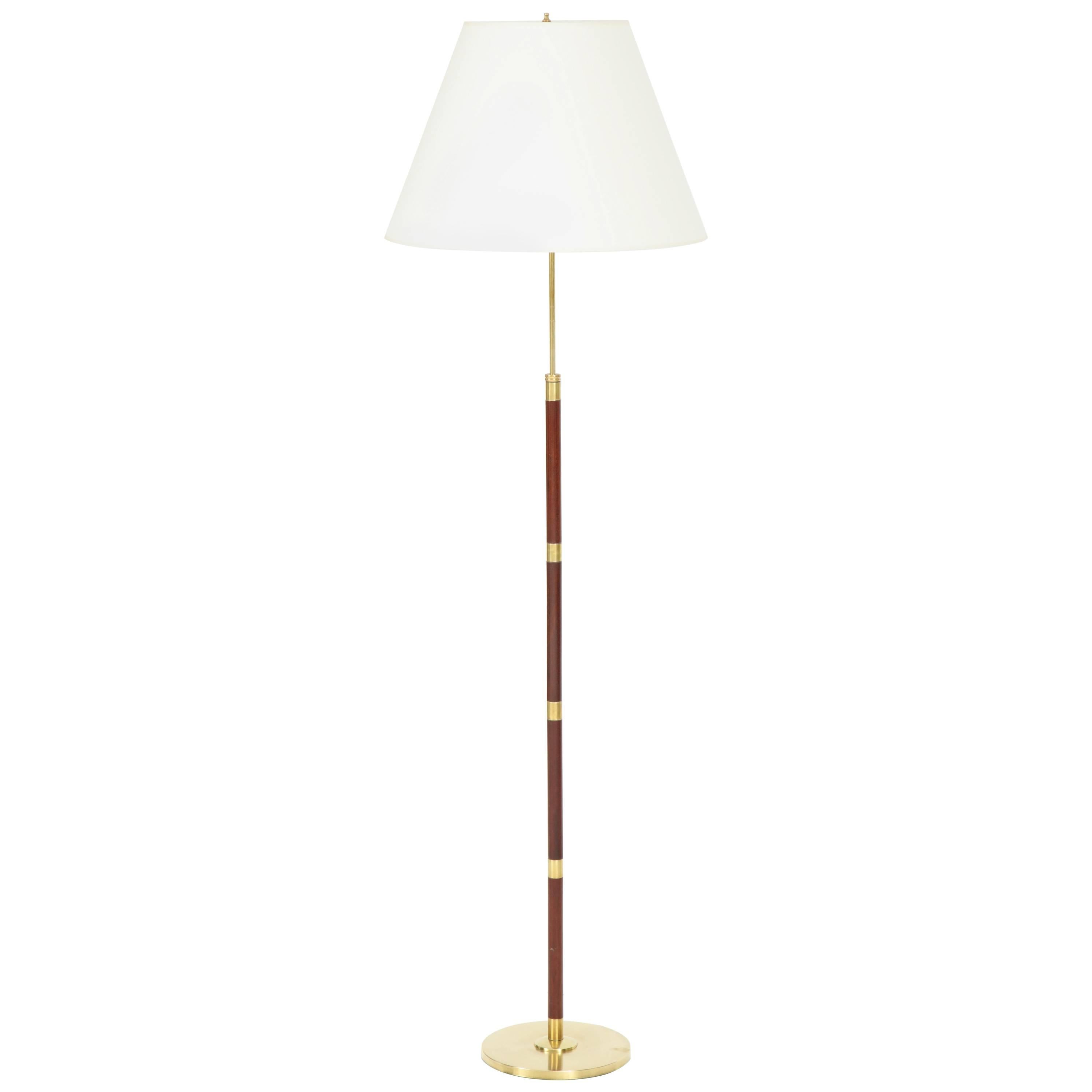 Danish Rosewood and Brass Floor Lamp by Fog & Mørup, circa 1960s