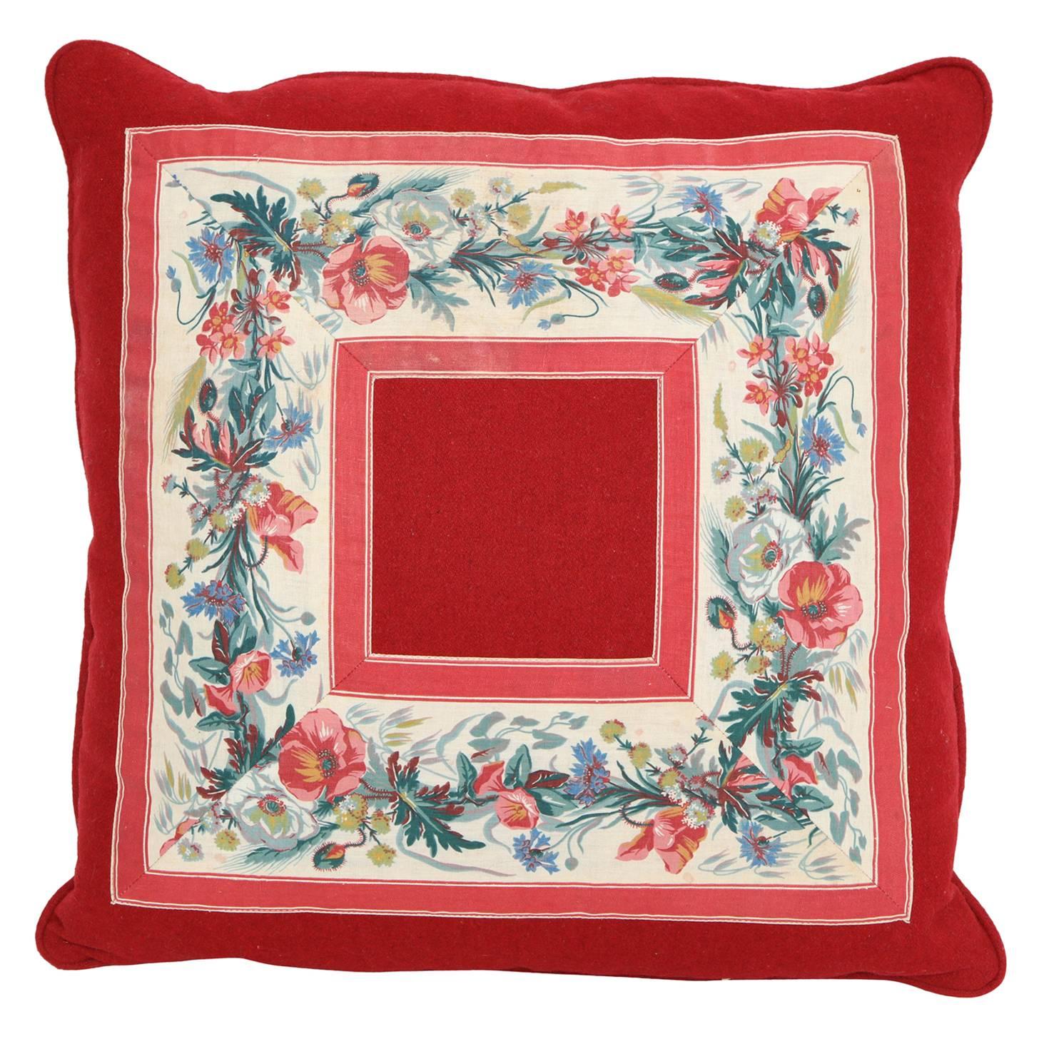 Vintage Floral Trim Pillow For Sale