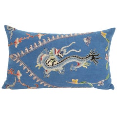 Vintage Dark Blue Japanese Theatre Kimono Pillow