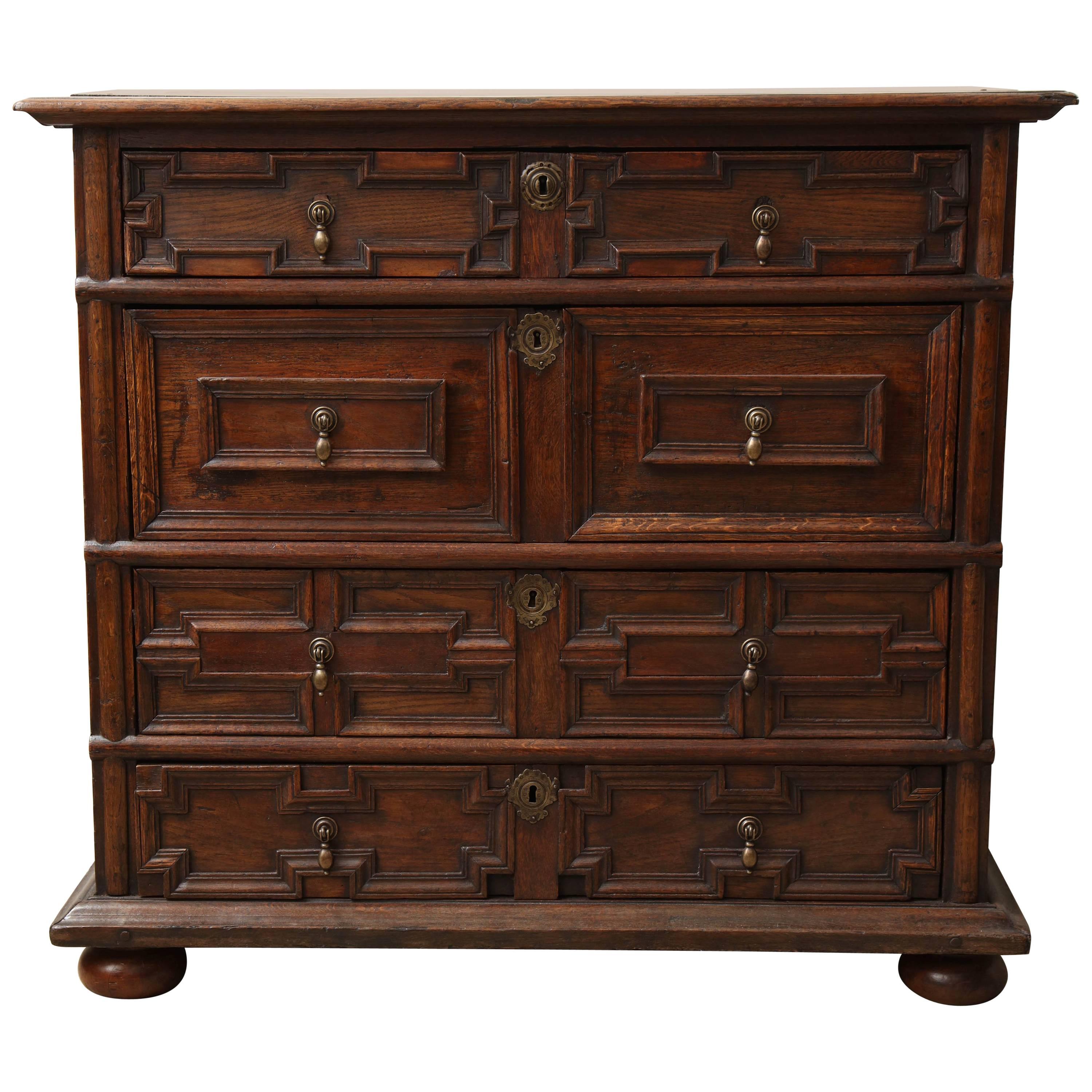 18th Century English Oak Chest For Sale