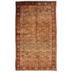 Unique Antique Serab Rug with Cream Background and Flowers or Paisley Pattern