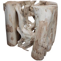 Organic Teak Dining Table Base, or Side Table