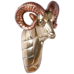 Mid-Century Brass and Copper Ram's Head by Bustamante
