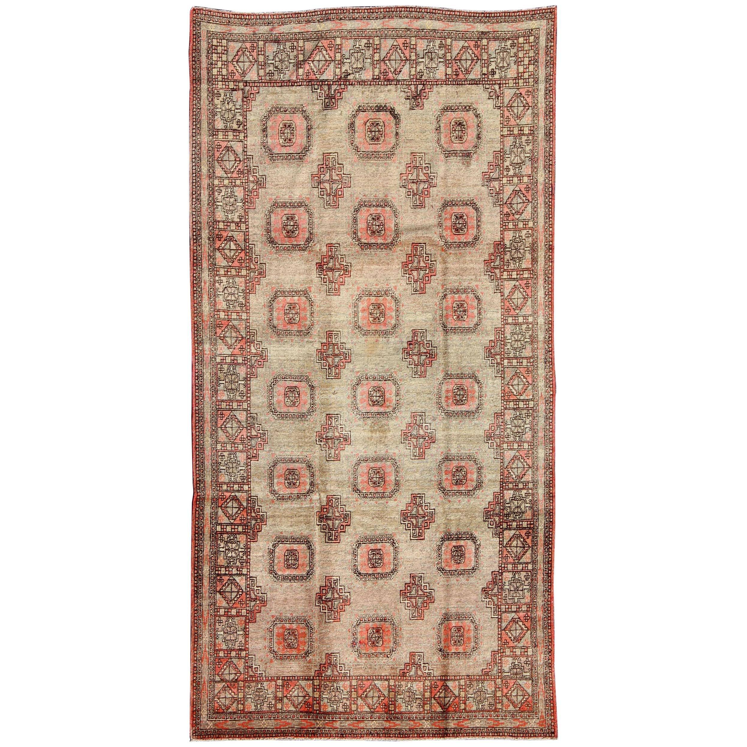 Early 20th Century Antique Khotan Rug with All-Over Geometric Blossom Design