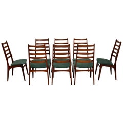 Set of Eight Danish Rosewood and Suede Dining Chairs