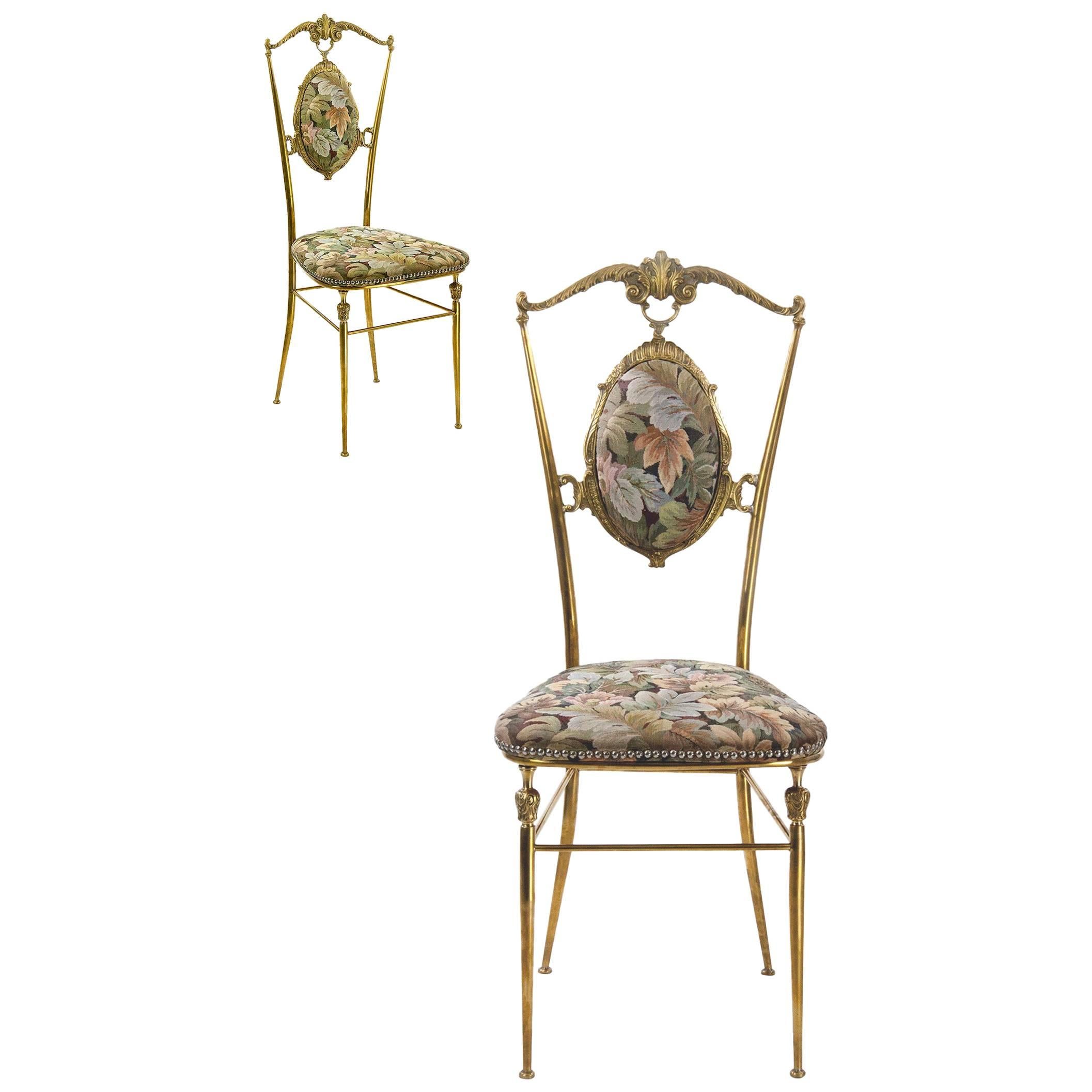 Exceptional Italian 1950 Vintage Pair of Chairs in the Style of Chiavari