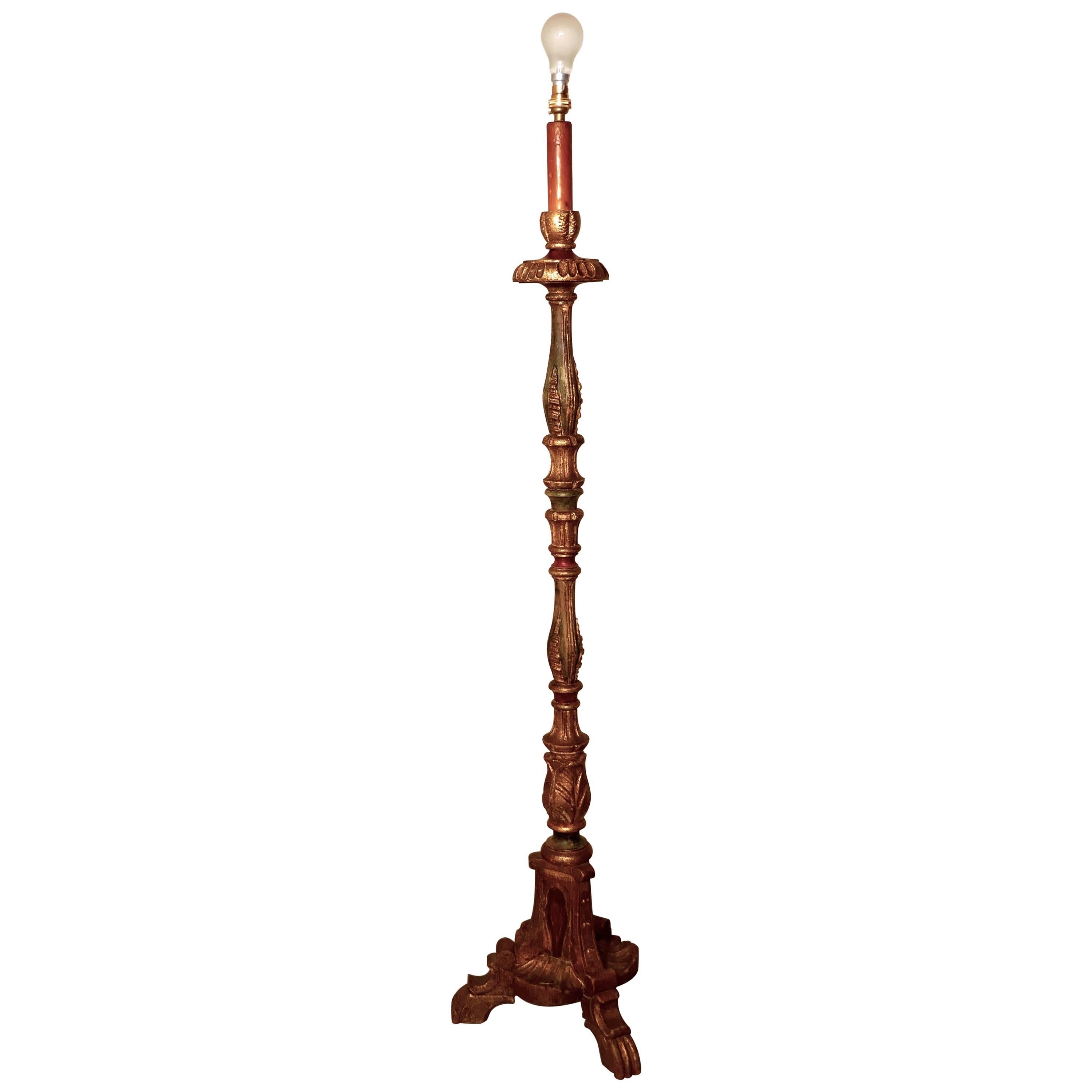 French Carved Gilt Floor Standing or Standard Lamp