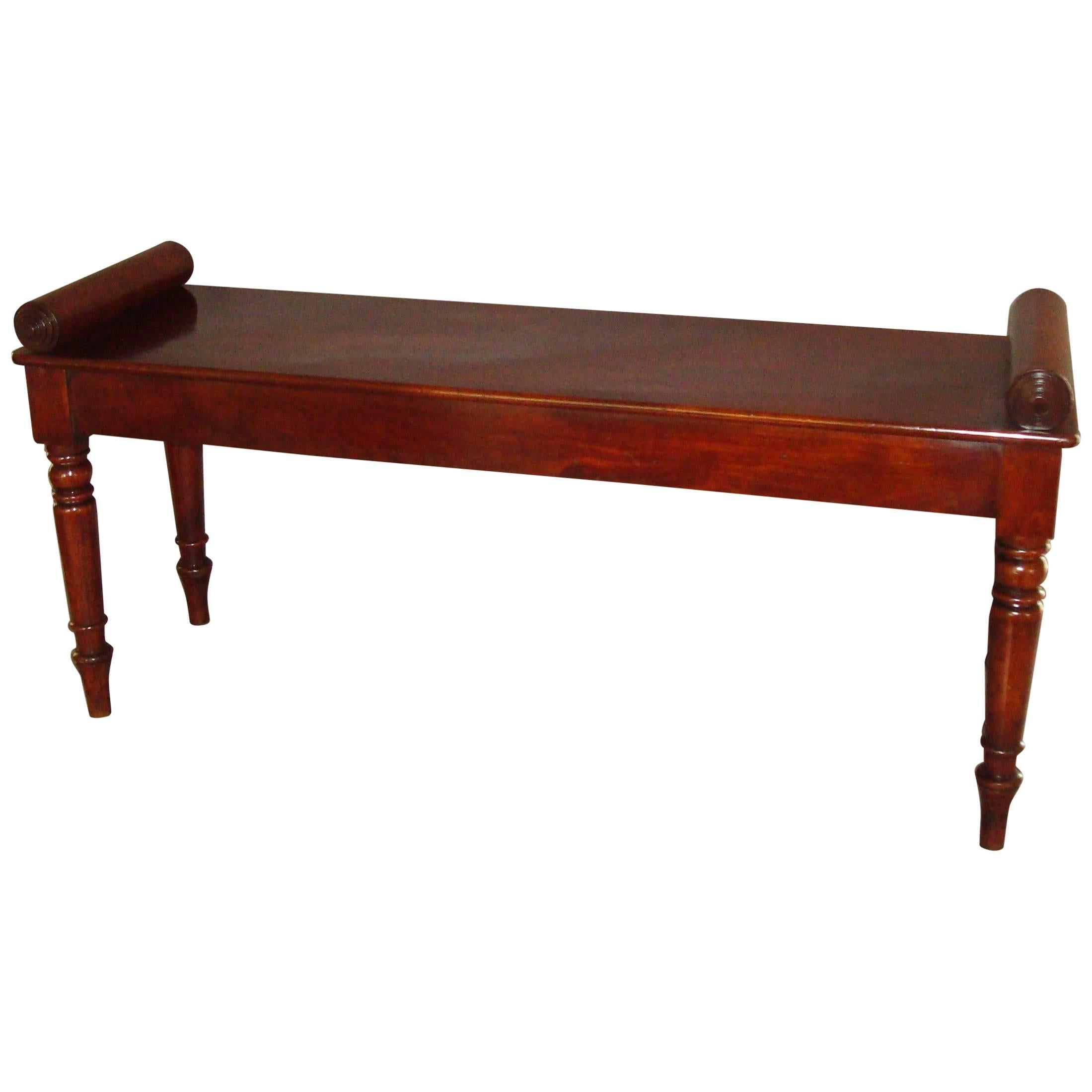 Regency Mahogany Hall Bench or Window Seat