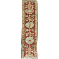 Tapis de couloir rouge vintage turc d'Anatolie d'Iran