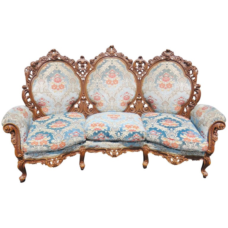 Victorian Style Carved Walnut Sofa For Sale at 1stDibs victorian