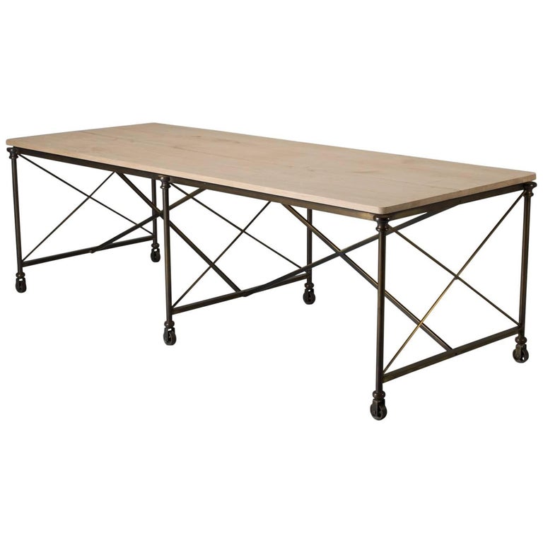 Bronze Dining Table with an Ashwood Top For Sale