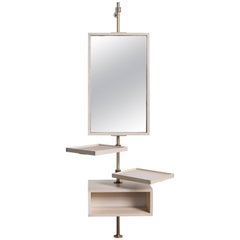 Amuneal’s Loft Mirror and Bleached Oak Console with Champagne Brass Fittings