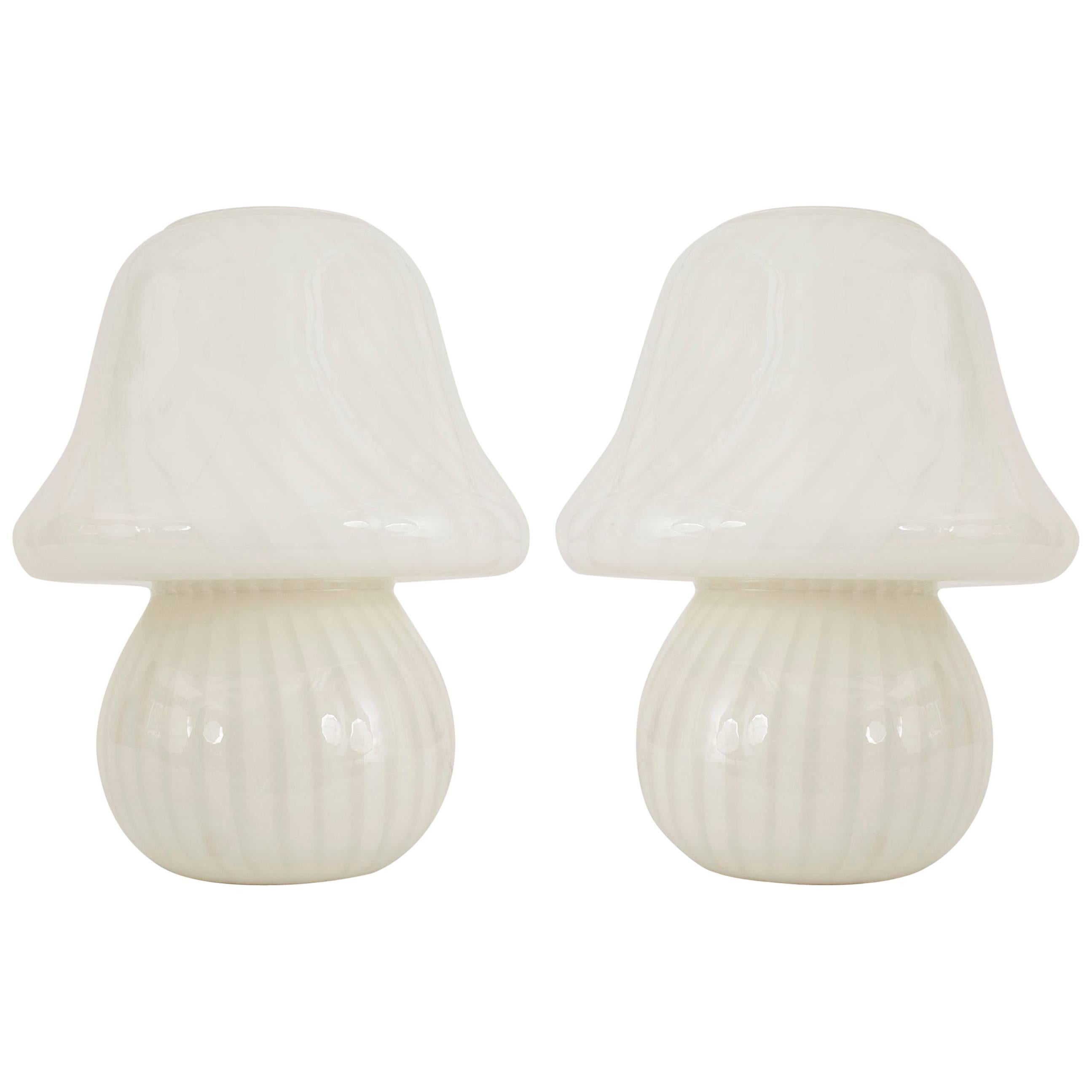Pair of Mid-Century Murano White Glass Table Lamps - 1stDibs New York