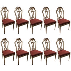 Set of 10 Italian Venetian Painted Side Chairs