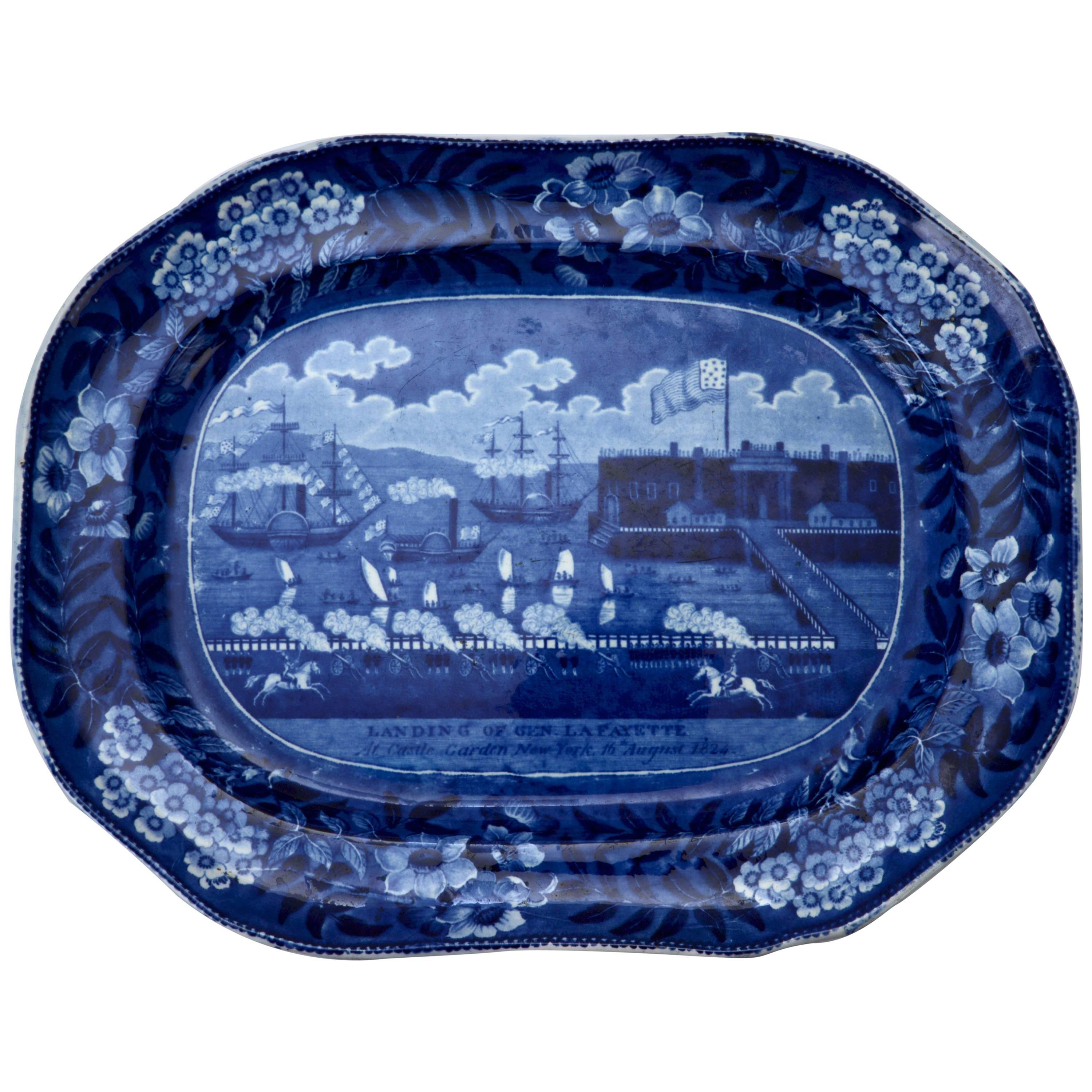 Landing of General Lafayette Staffordshire Platter by James & Ralph Clews