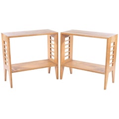 Pair of Sculptural French Modernist Cerused Oak Consoles 5