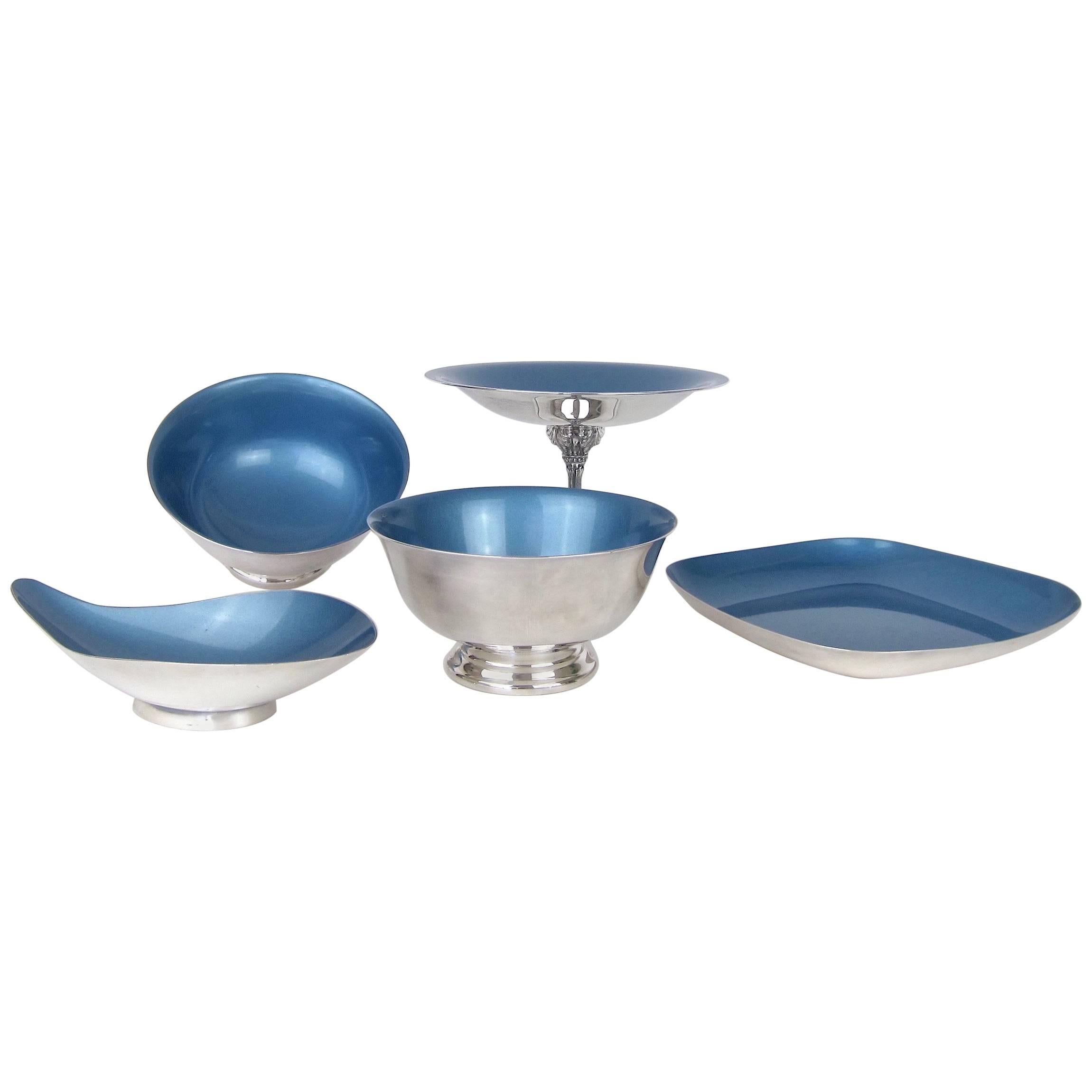John Prip for Reed & Barton Mid-Century Silver Plate Collection in Blue