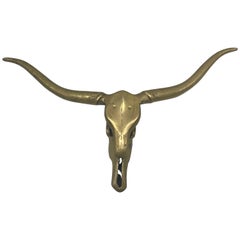 1960s Brass Cow Skull Wall Hanging Sculpture
