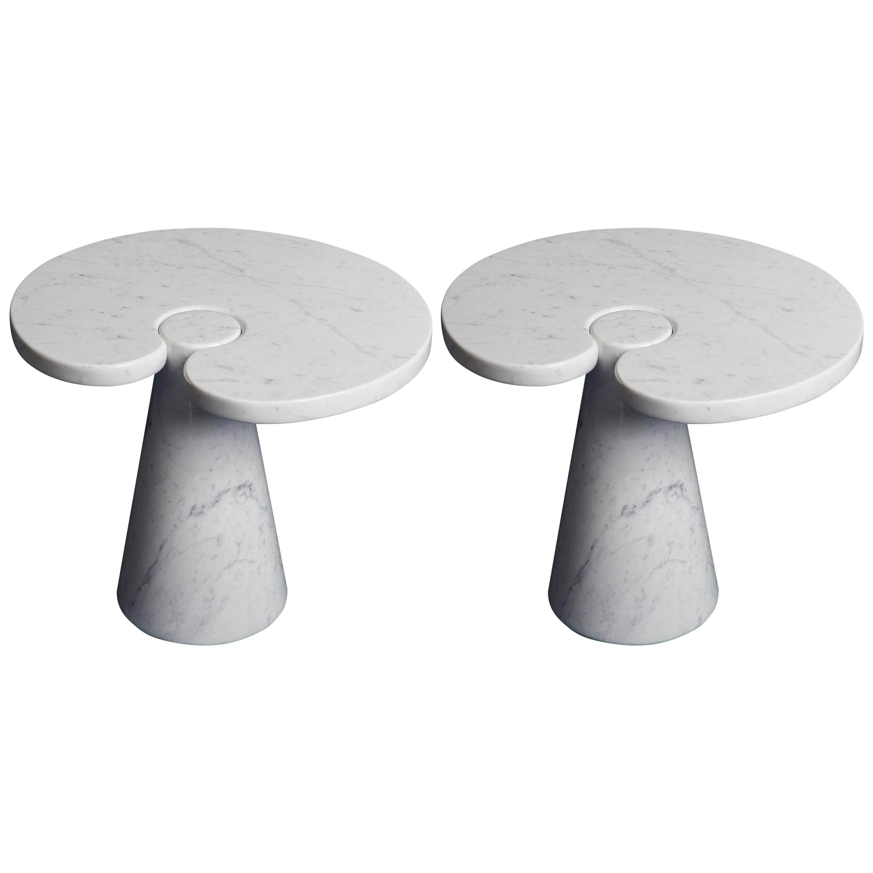 Angelo Mangiarotti Pair of Marble Side Tables from 'Eros' Series, Model P90