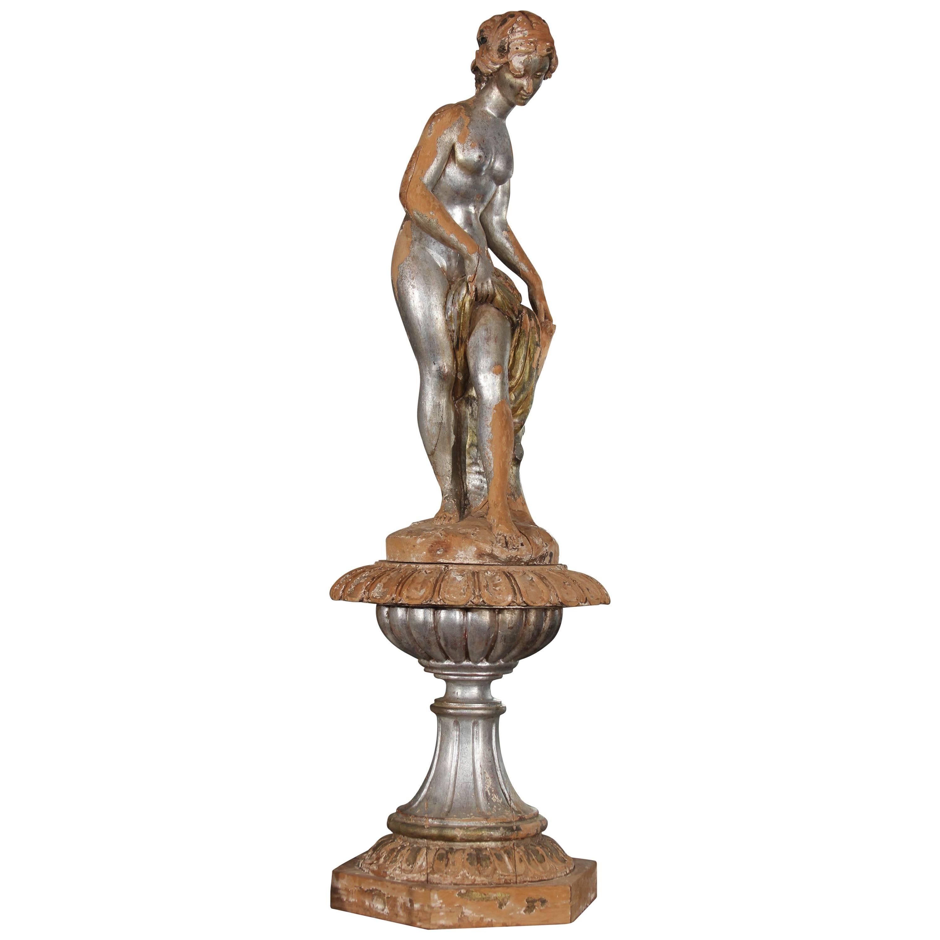 Carved Wood Female Nude Statue