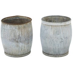 Pair of English Zinc Garden Pots, Early 1900s