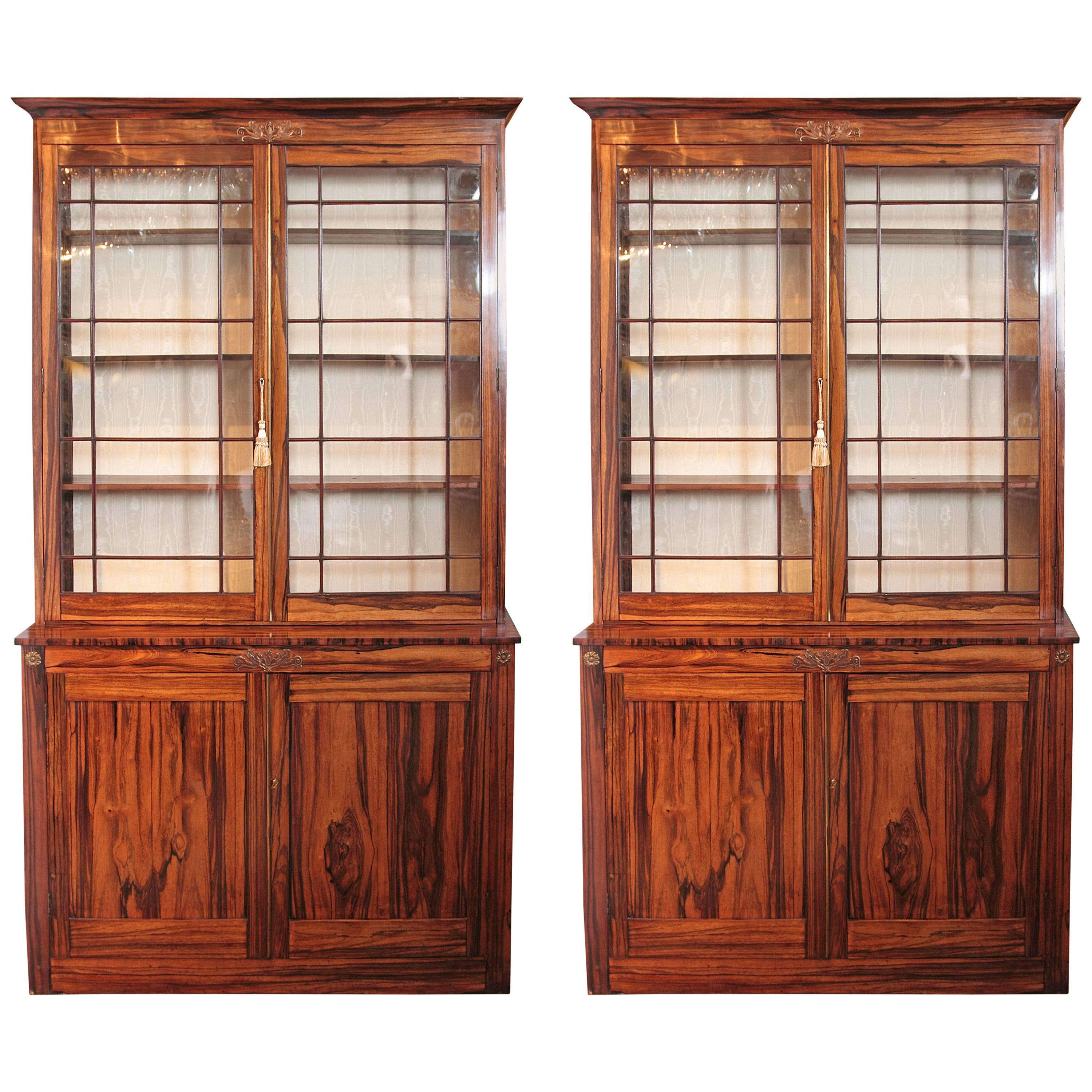 Pair of Fine Period Regency Rosewood Cabinets with Bronze Details