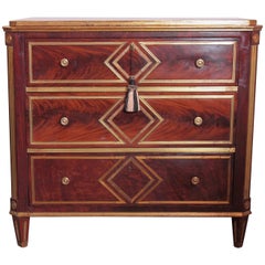 19th Century Russian Mahogany and Gilt Brass Inlayed Commodes 6