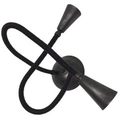 Meander Black Leather Flexible Arm Wall Sconce