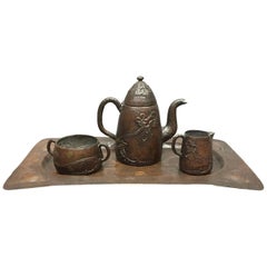 1910 Swedish Arts & Crafts Copper Tea/Coffee Set, Harold Linder