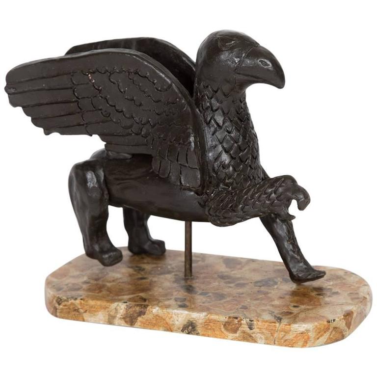 Antique Ceramic Painted Sphinx For Sale