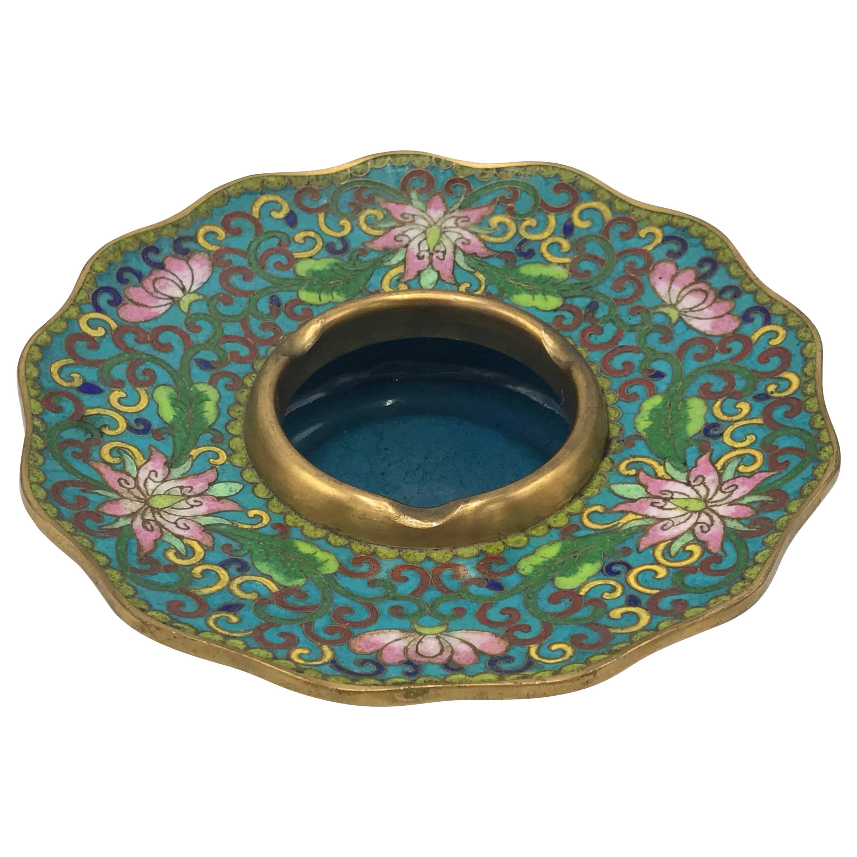 1950s Blue and Green Cloisonné Ashtray