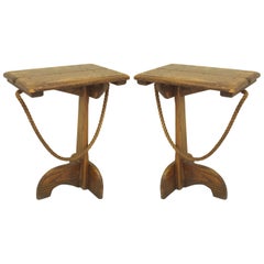 Pair of American Rustic Old Hickory Pub Style End Tables