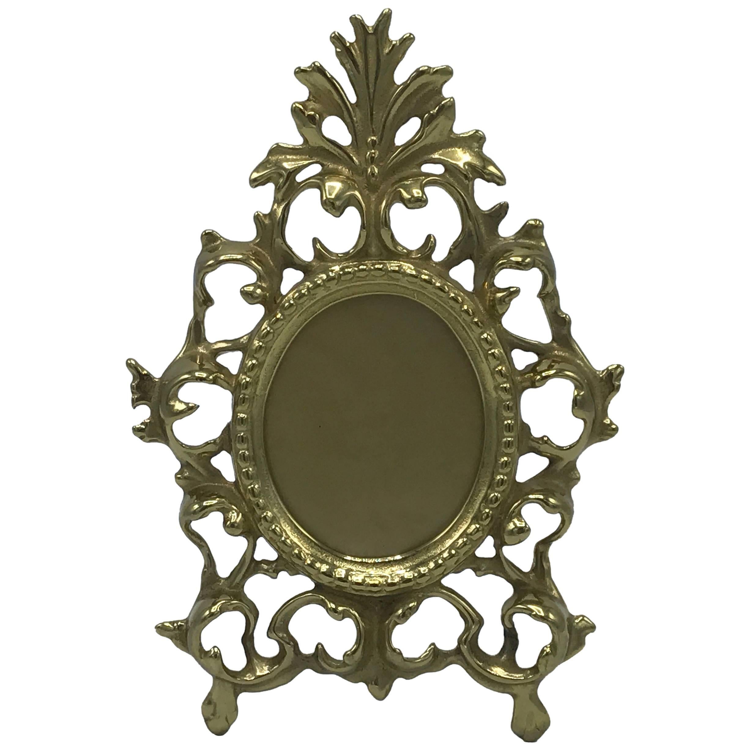 1980s Virginia Metal Crafters Brass Rococo Style Picture Frame