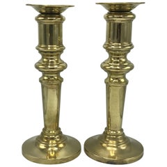 1970s Dunhill Large Brass Candlesticks, Pair