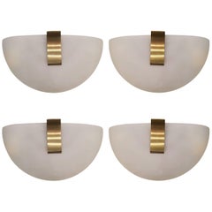 4 Jean Perzel French Art Moderne Frosted Glass Wall Sconces