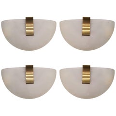 4 Jean Perzel French Art Moderne Frosted Glass Wall Sconces