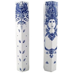 Pair of Bjorn Wiinblad, Nymølle Candle for Tealights and Vase in Earthenware