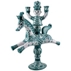 Rare and Very Large Wiinblad Candlestick, a Rider with Three Candleholders