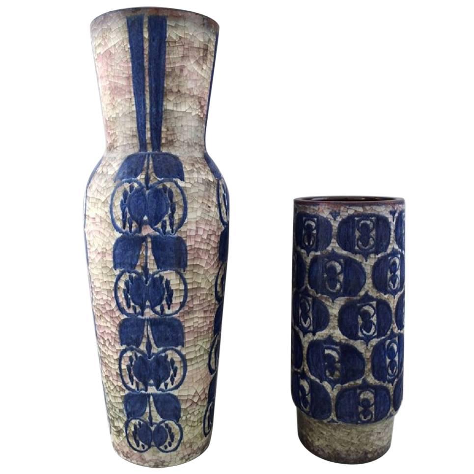 Michael Andersen, Two Large Ceramic Floor Vases, Denmark, 1950s-1960s