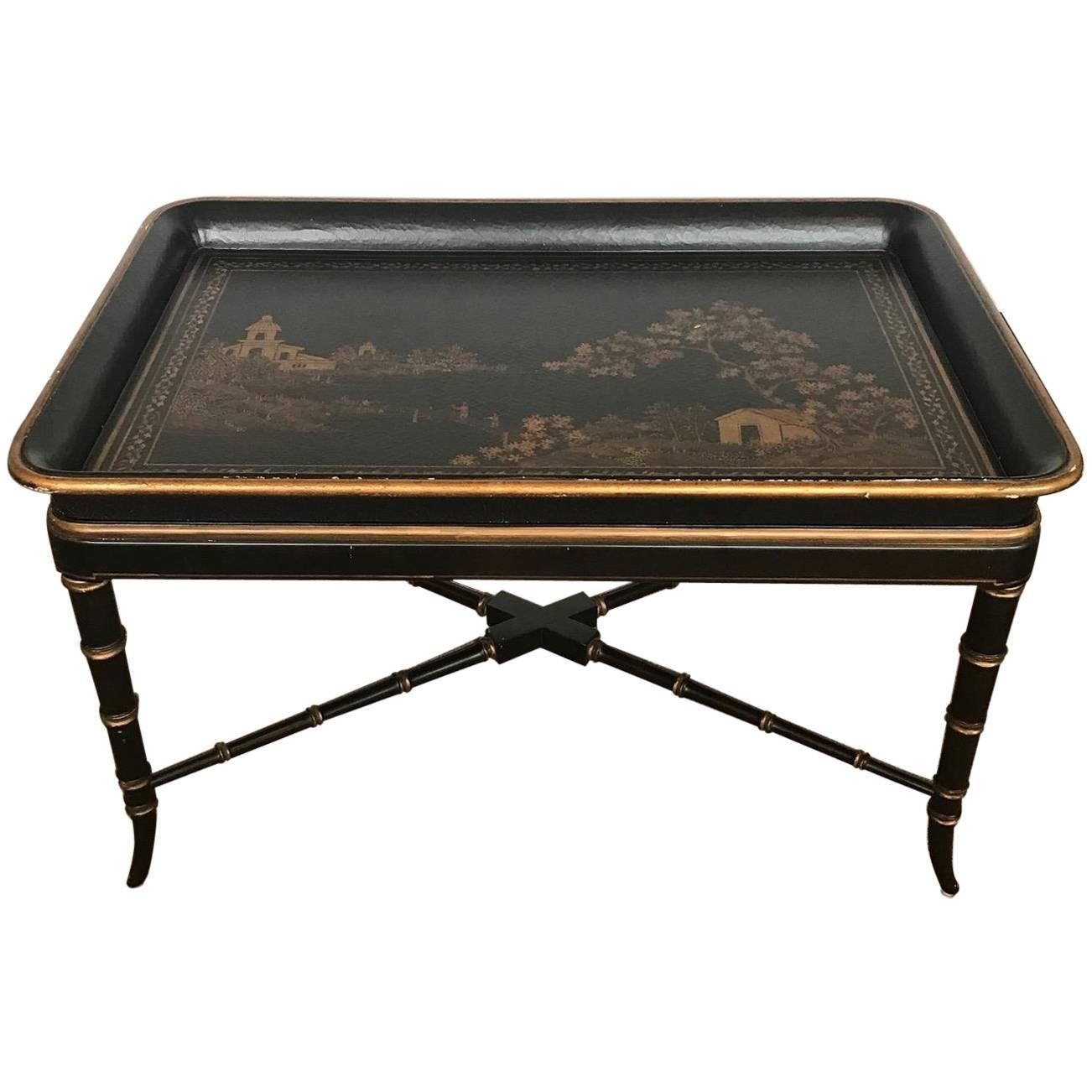 17th and 18th Century Western Style Chinoiserie and Gilt Wooden Tray Table