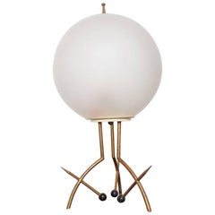 Mid-Century Modern Italian Table Lamp with Oversize Frosted Glass Shade