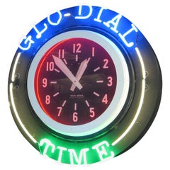 Rare Double Sided Hanging Neon Clock and Thermometer by Glo-Dial 11