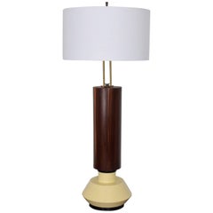 Custom Mexican Modernist Table Lamp in Rosewood and Brass #2