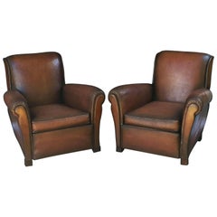 Antique French Leather Club Chairs 'Individually Priced'