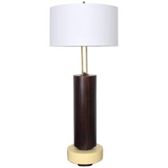Custom Mexican Modernist Table Lamp in Rosewood and Brass #1