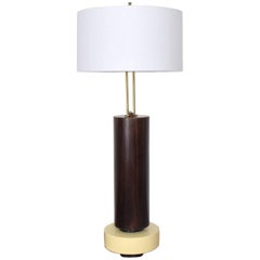 Custom Mexican Modernist Table Lamp in Rosewood and Brass #1 8