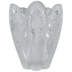 Large Lalique France Frosted and Clear Chrysalide Vase