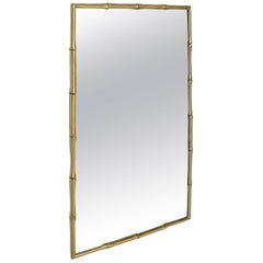 Hollywood Regency Faux Bamboo Brass Mirror Frame