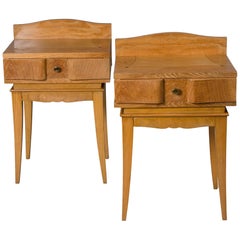 French Oak Inlaid End Tables, 1950s 5
